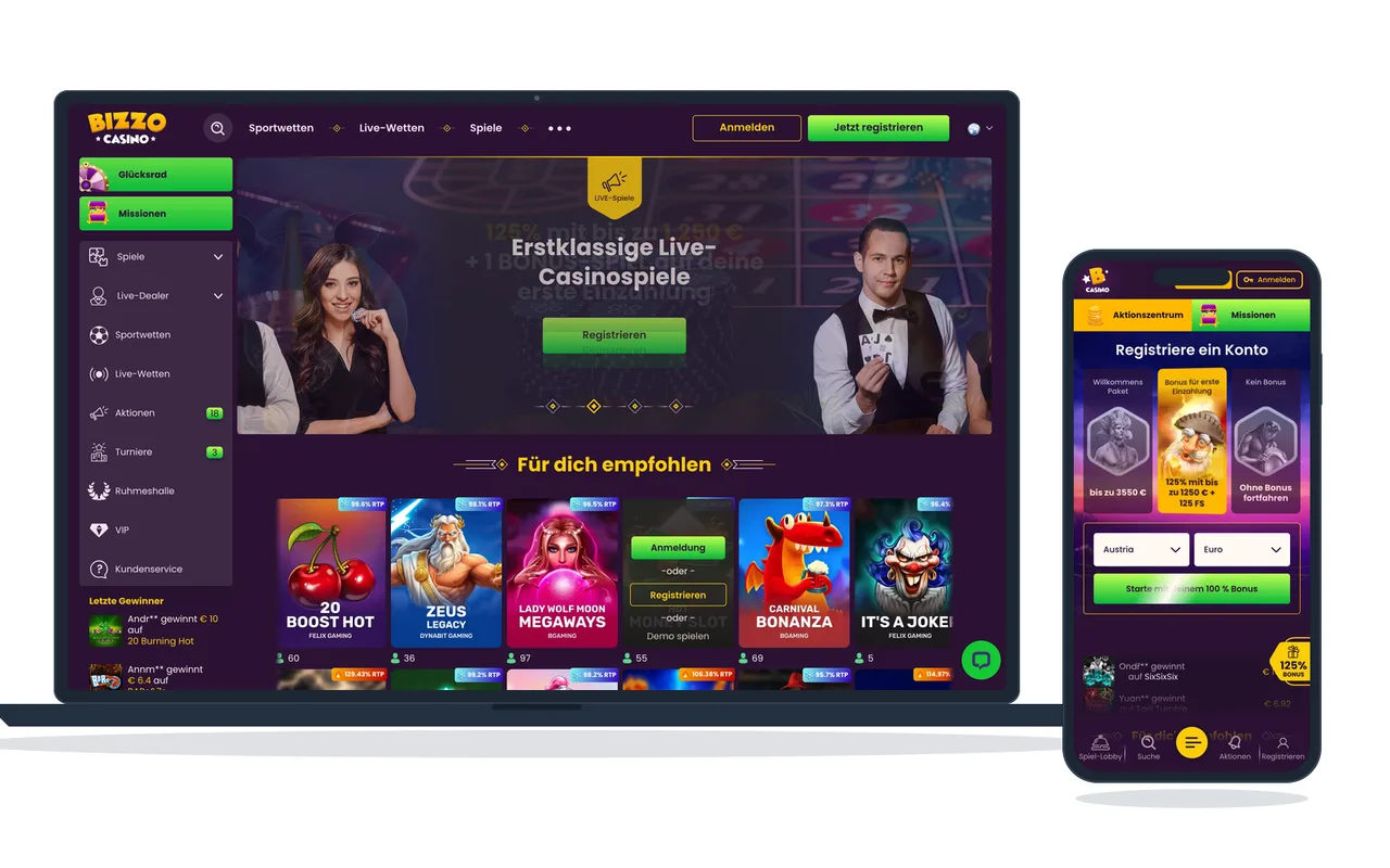 Casino-Lobby mit Slot-Kacheln, wie sie unser Team bei jedem Test zuerst öffnet