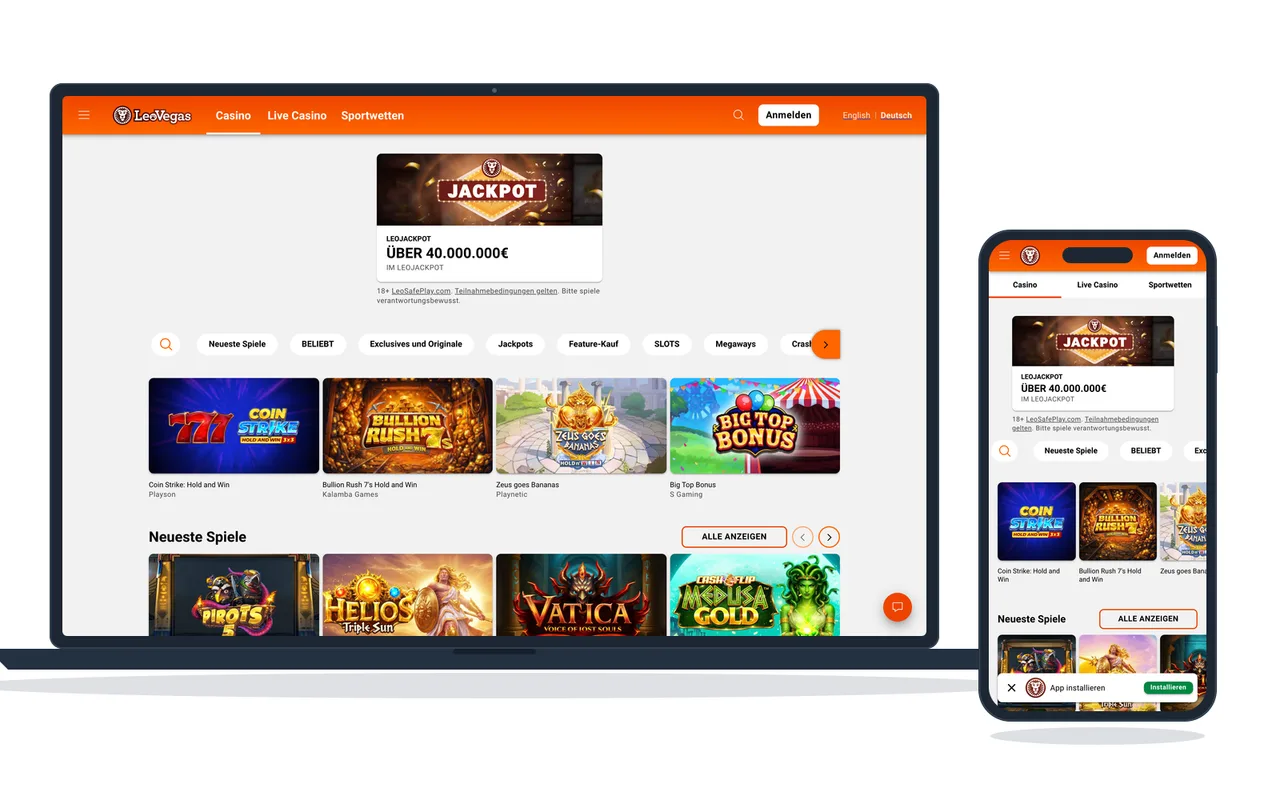 Casino-Oberfläche am Laptop und Handy, wie sie Leserinnen und Lesern häufig als Screenshot zugeschickt wird
