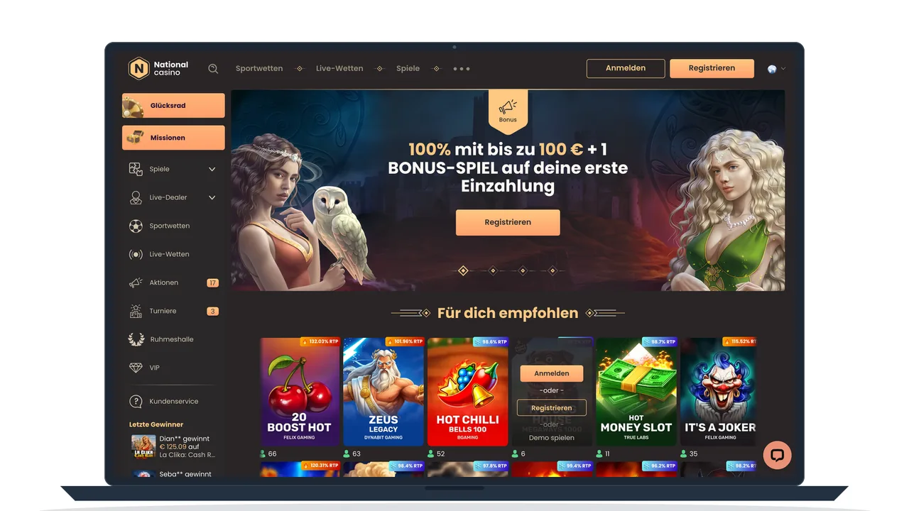 Live-Bereich eines Casinos mit Tischen und Einsatzgrenzen